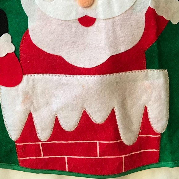 Vintage Christmas Tree Skirt Santa Chimney Felt Teddy Bear Candy Cane Snowflake - Picture 9 of 12